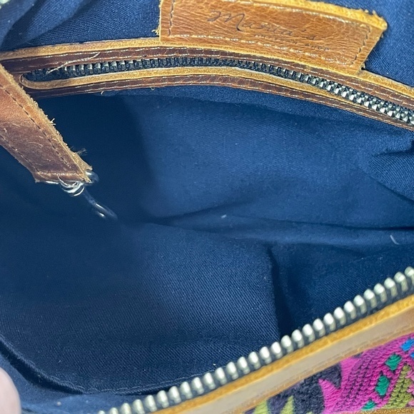 Maria's Artisan Shop Small Cotton Leather Handbag Guatemalan Multicolor Boho - Picture 8 of 8